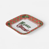 Assiettes En Carton Joyeux Noël rouge Plaid avec Holly (Angulaire)