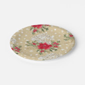 Assiettes En Carton Joyeux Noël Rouge Poinsettia (Angle)