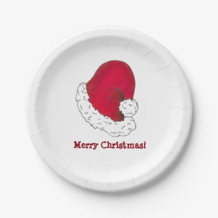Assiettes En Carton Joyeux Noël Rouge Secret Père Noël Casquette
