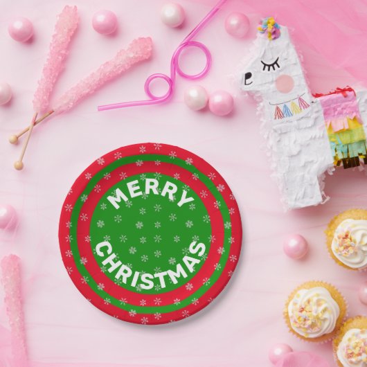 Assiettes En Carton Joyeux Noël Rouge Vert & Pneus 7" (Fête)