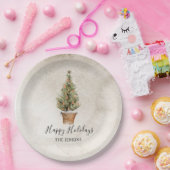 Assiettes En Carton Joyeux Noël Rustique Arbre de Noël (Fête)