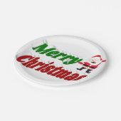 Assiettes En Carton Joyeux Noël Santa Claus rouge vert typographie (Angle)