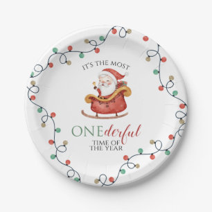 Assiettes En Carton Joyeux Noël Santa Merveilleux Premier Anniversaire