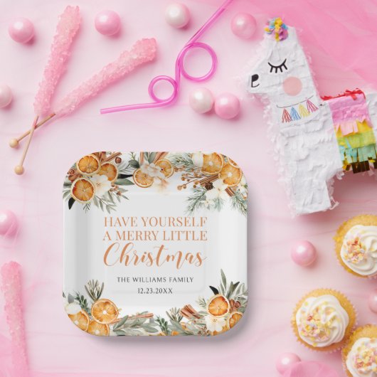 Assiettes En Carton Joyeux Noël séché oranges d'hiver Papier (Fête)