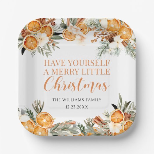 Assiettes En Carton Joyeux Noël séché oranges d'hiver Papier (Recto)