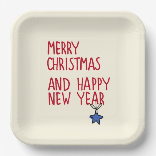 Assiettes En Carton Joyeux Noël Simple Typographie moderne (Recto)