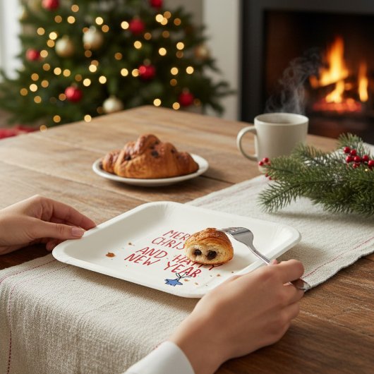 Assiettes En Carton Joyeux Noël Simple Typographie moderne