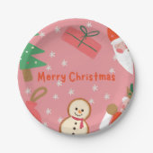Assiettes En Carton joyeux Noël snowflake bonhomme présente xmas tr (Devant)