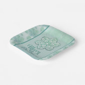 Assiettes En Carton Joyeux Noël Snowflakes Iridescente Green (Angulaire)