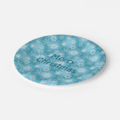 Assiettes En Carton Joyeux Noël Snowflakes sur aqua (Angle)