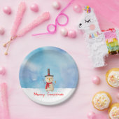 Assiettes En Carton Joyeux Noël Snowman Agitant Et Souriant (Fête)