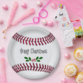 Assiettes En Carton Joyeux Noël, Thème De Baseball, (Fête)