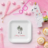 Assiettes En Carton Joyeux Noël tropical Palmiers (Fête)
