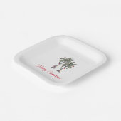 Assiettes En Carton Joyeux Noël tropical Palmiers (Angulaire)