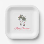 Assiettes En Carton Joyeux Noël tropical Palmiers (Recto)