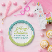 Assiettes En Carton Joyeux Noël Turquoise vert moderne | Vacances (Fête)