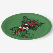 Assiettes En Carton Joyeux Noël Tuxedo Chat (Angle)