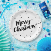 Assiettes En Carton Joyeux Noël - Typographie de script et étoiles (Fête)