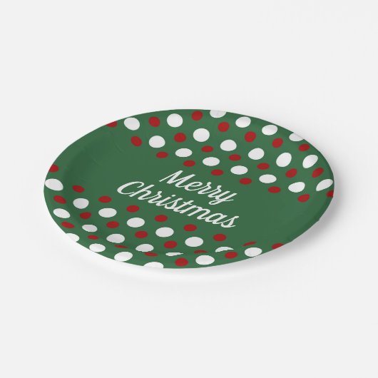Assiettes En Carton Joyeux Noël Vacances Mignonnes Pois verts (Angle)