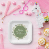 Assiettes En Carton Joyeux Noël vert (Fête)