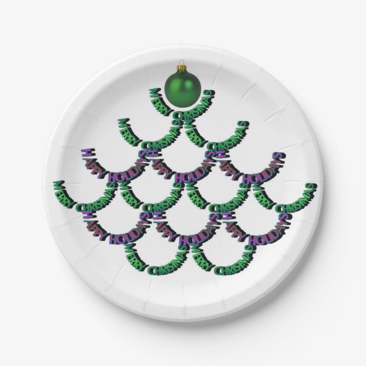 Assiettes En Carton Joyeux Noël vert et Bonne Plates de Nouvel An (Devant)