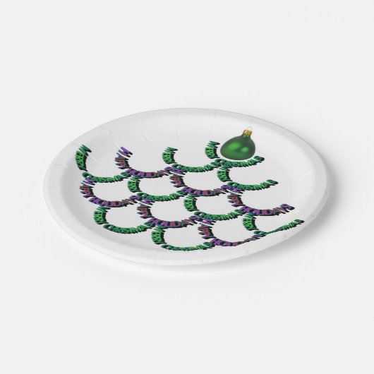 Assiettes En Carton Joyeux Noël vert et Bonne Plates de Nouvel An (Angle)