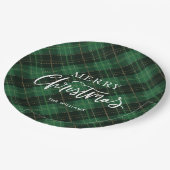 Assiettes En Carton Joyeux Noël vert plaid (Angle)