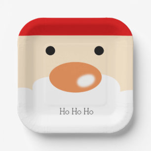 Assiettes En Carton Joyeux Noël Visage de Père Noël Minimaliste Mignon