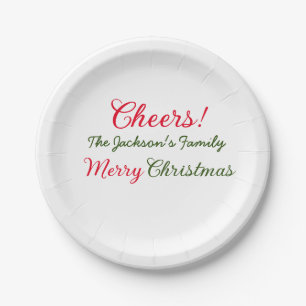 Assiettes En Carton joyeux noël vœux ajouter nom de famille texte phot