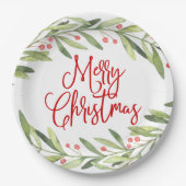 Assiettes En Carton Joyeux Noël Wreath Fête (Devant)