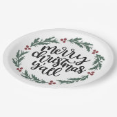 Assiettes En Carton Joyeux Noël Y'all Plaque de papier de Noël (Angle)