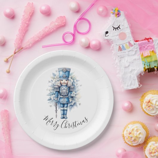 Assiettes En Carton Joyeux Noir Bleu Nutcracker (Fête)
