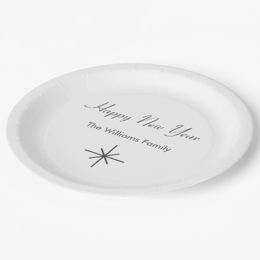 Assiettes En Carton Joyeux Nouvel An 2024 Simple Snowflake (Angle)