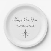 Assiettes En Carton Joyeux Nouvel An 2024 Simple Snowflake (Devant)
