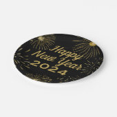 Assiettes En Carton Joyeux Nouvel An 2025 Parti Black Gold (Angle)