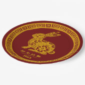 Assiettes En Carton Joyeux Nouvel An Chinois 2023 Rabbit Red Gold 9" (Angle)