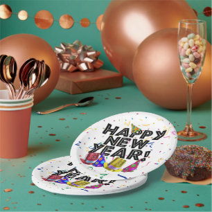 Assiettes En Carton Joyeux Nouvel An Confettis Nouvel An