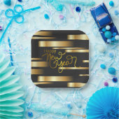Assiettes En Carton Joyeux Nouvel An Gold Striped (Fête)