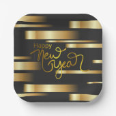 Assiettes En Carton Joyeux Nouvel An Gold Striped (Recto)