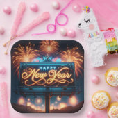 Assiettes En Carton Joyeux Nouvel An Panneau d'affichage Neon (Fête)
