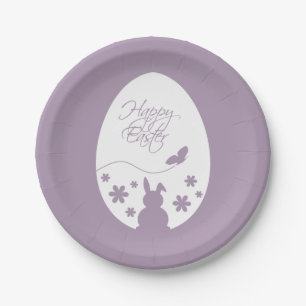 Assiettes En Carton Joyeux Oeuf de Pâques moderne Pastel violet
