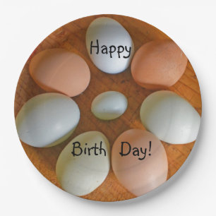 Assiettes En Carton Joyeux Oeufs de poulet d'anniversaire