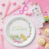 Assiettes En Carton Joyeux oeufs de poussins modernes de Pâques couron (Fête)