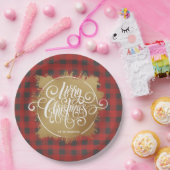 Assiettes En Carton Joyeux or Buffle de Noël Plaid (Fête)