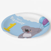 Assiettes En Carton Joyeux Ours d'anniversaire (Angle)