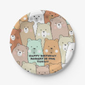 Assiettes En Carton Joyeux Ours de fête d'anniversaire (Devant)