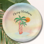 Assiettes En Carton Joyeux palmiers de Noël<br><div class="desc">Ces assiettes en papier peint de style île sont ornées de palmiers dessinés à la main et décorés de lumières sur un arrière - plan aquarelle. Ils disent Joyeux Noël mais vous pouvez changer les mots si vous le souhaitez. Parce que nous créons notre propre oeuvre, vous ne trouverez pas...</div>