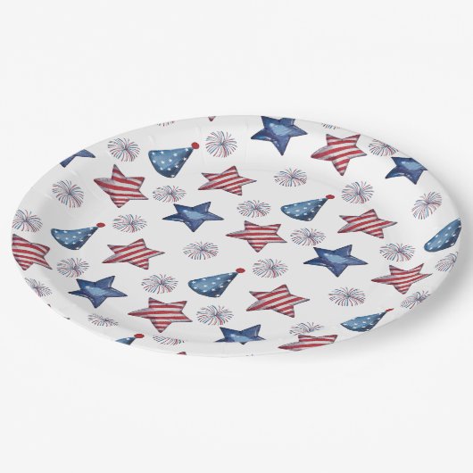 Assiettes En Carton Joyeux papier Motif 4 juillet Parti mignon (Angle)