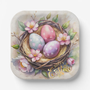 Assiettes En Carton Joyeux Pâques. Les oeufs de Pâques.