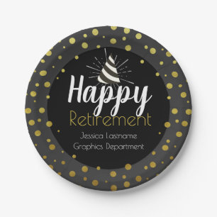 Assiettes En Carton Joyeux Parti de la retraite Confetti d'or personna